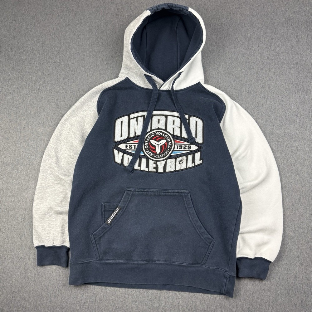 Overkill Ontario Volleyball Hoodie Mens Medium Heavyweight Sweater Navy Gray